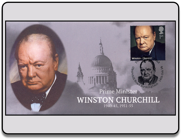 2014 GB Churchill FDC, Birmingham postmark