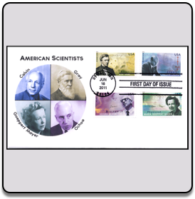American Scientists, single cover, all 4 stamps